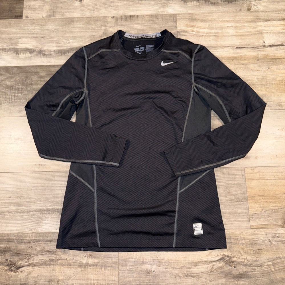 Nike Pro Combat‎ Hyperwarm Lite Shirt Mens Large Black Compression Dri Fit